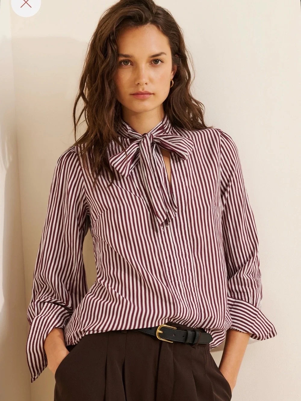 Maeve Anthropologie Tie-Neck Stripe Blouse SP
